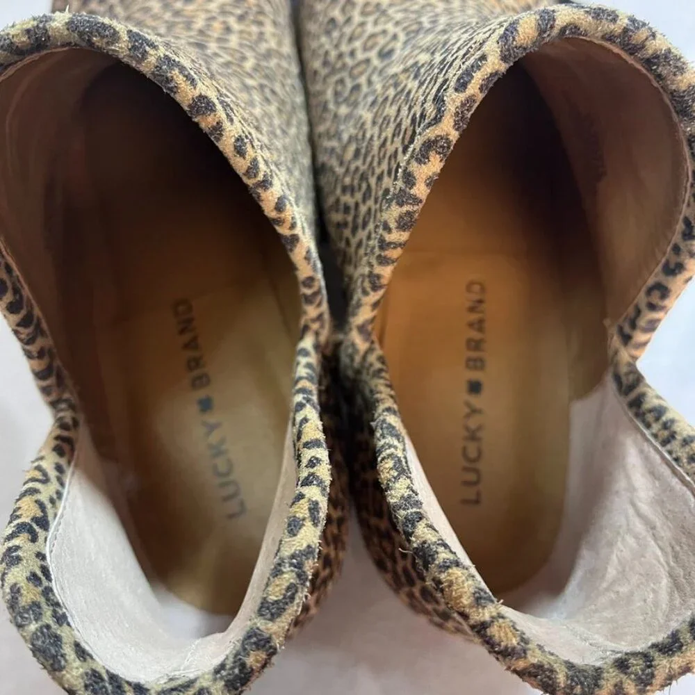 Lucky Brand Baley 2 Leopard Print Leather Ankle Booties 7.5